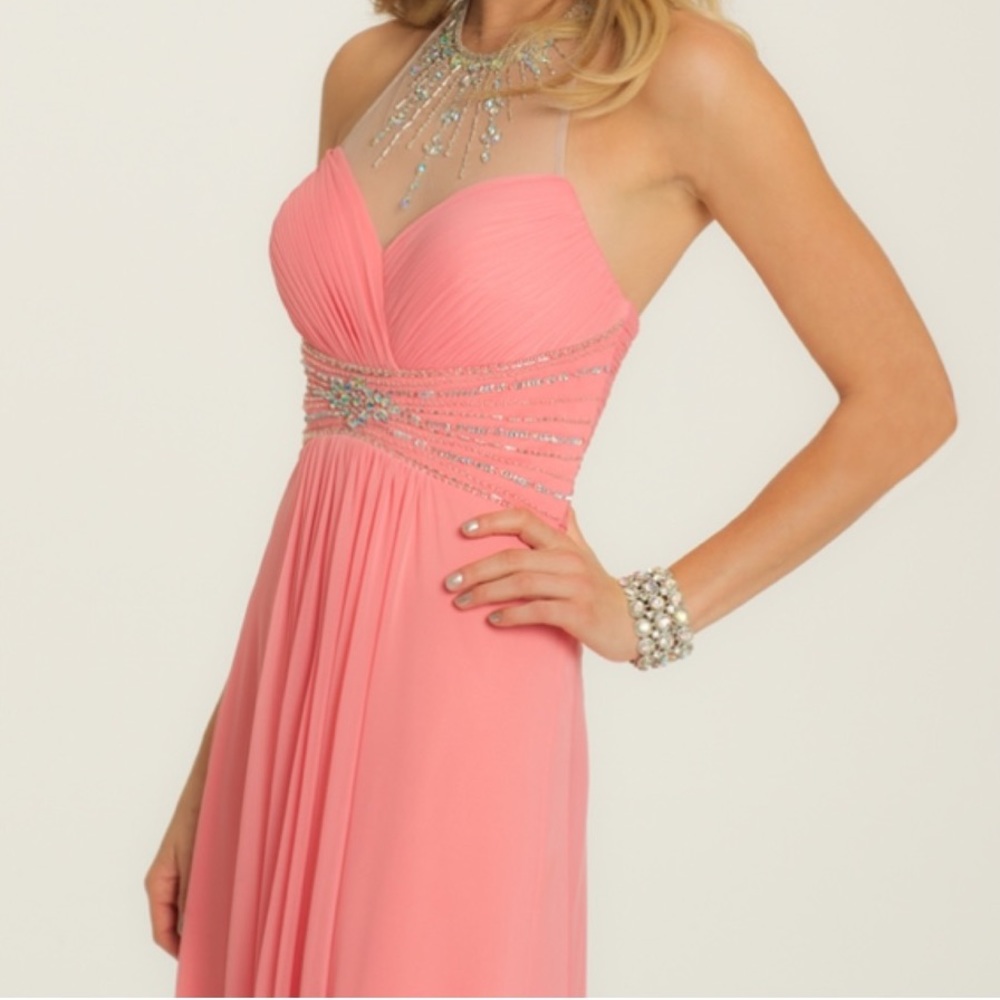 xscape prom dresses Xscape Off-the-Shoulder Long Glitter Metallic Dress with Ruffle : 4